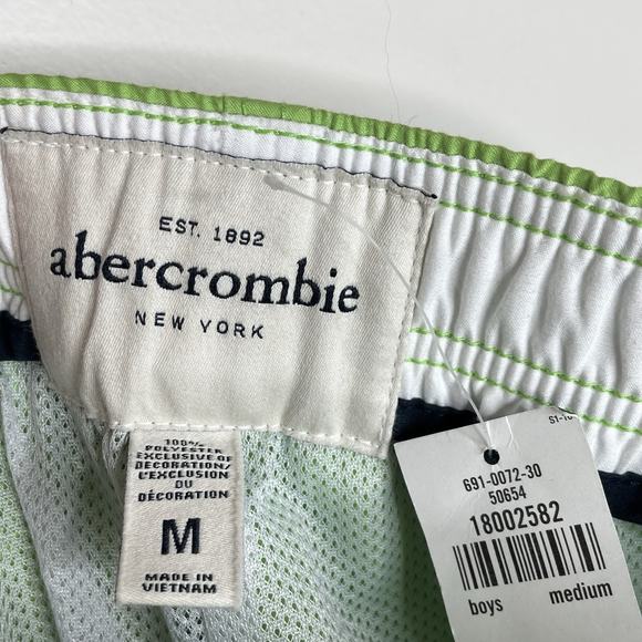 Abercrombie & Fitch Boys Y2K Swim Trunks Green Size M Board Shorts Spellout - Picture 5 of 6